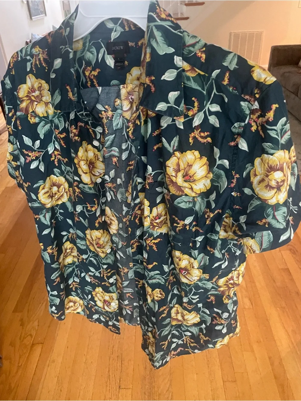Sold:J. Crew Floral Hawaiian Button Down Shirt Mens Size Large Tropical Cotton